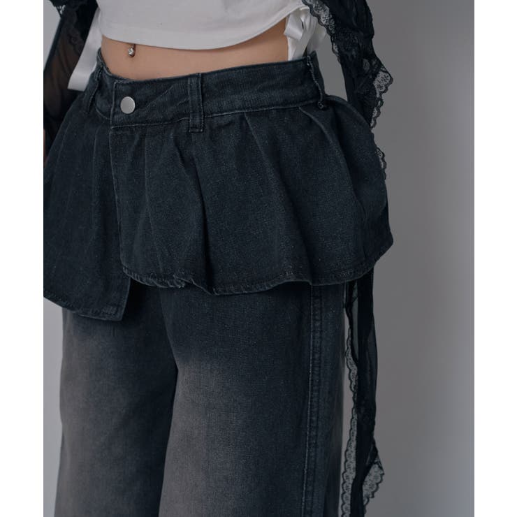 フリルレイヤードY2Kバギーデニムパンツ 韓国 夢展望 | 夢展望 | 詳細画像17 