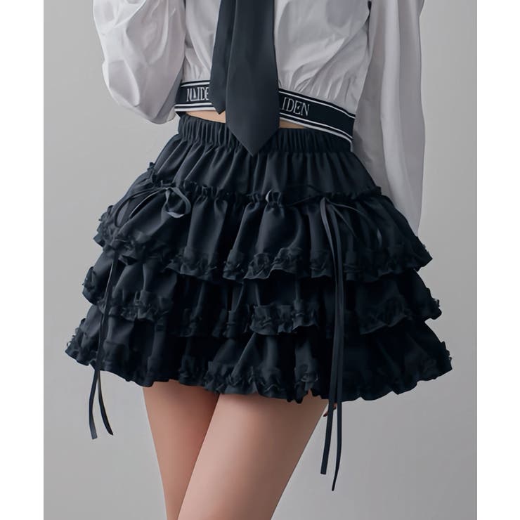 地雷系十字架パーツ付フリルインナーパンツティアードスカパン【スカート】 韓国 夢… | 夢展望 | 詳細画像3 