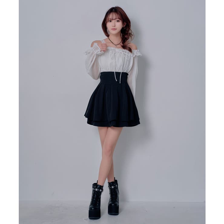 オフショルレースシアーブラウス シャーリングトップス 韓国 | 夢展望 | 詳細画像5 