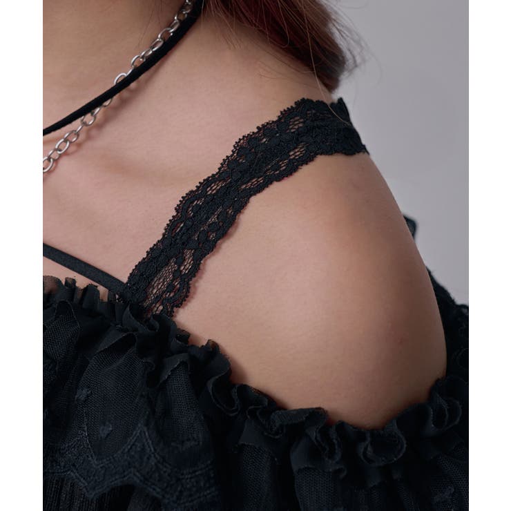 オフショルレースシアーブラウス シャーリングトップス 韓国 | 夢展望 | 詳細画像16 