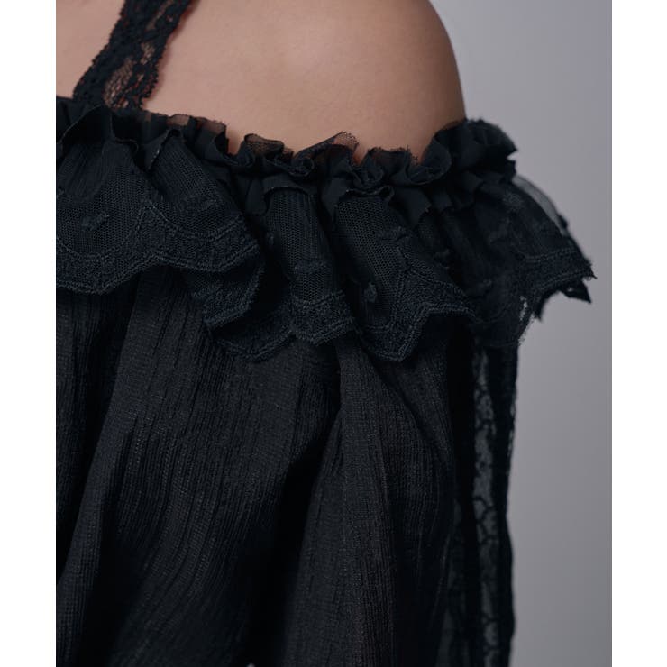 オフショルレースシアーブラウス シャーリングトップス 韓国 | 夢展望 | 詳細画像17 