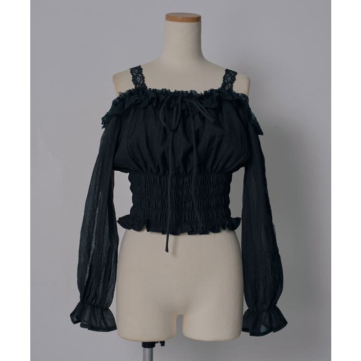 オフショルレースシアーブラウス シャーリングトップス 韓国 | 夢展望 | 詳細画像20 