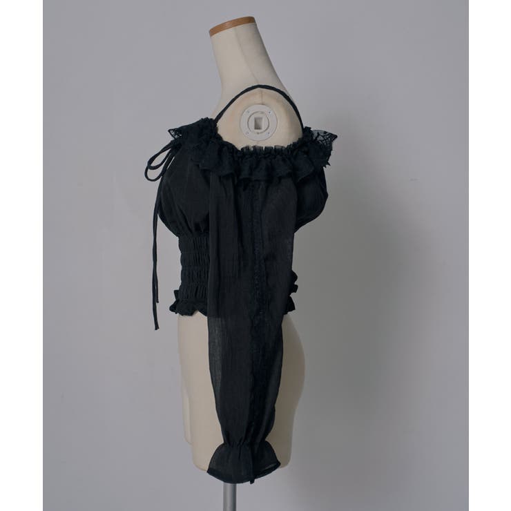 オフショルレースシアーブラウス シャーリングトップス 韓国 | 夢展望 | 詳細画像22 