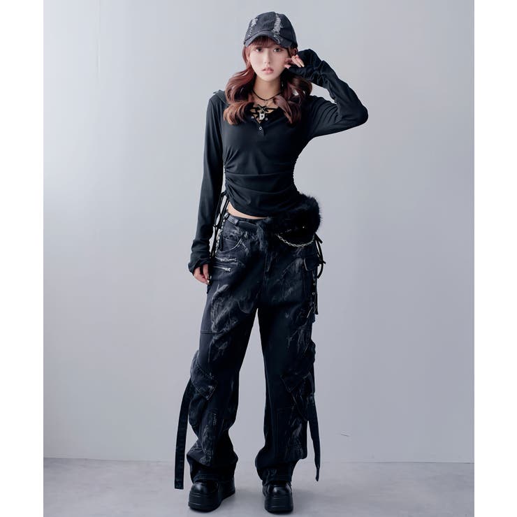 フードヘンリーネック脇シャーリングデザイン長袖リブカットソー 韓国 夢展望 | 夢展望 | 詳細画像8 