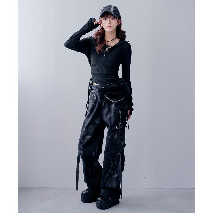 フードヘンリーネック脇シャーリングデザイン長袖リブカットソー 韓国 夢展望 | 夢展望 | 詳細画像10 