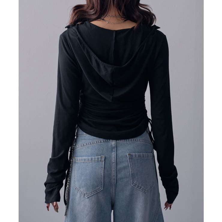 フードヘンリーネック脇シャーリングデザイン長袖リブカットソー 韓国 夢展望 | 夢展望 | 詳細画像15 