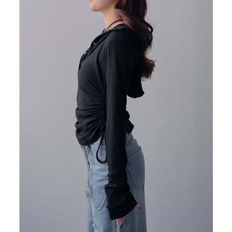 フードヘンリーネック脇シャーリングデザイン長袖リブカットソー 韓国 夢展望 | 夢展望 | 詳細画像16 