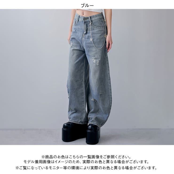 ダメージ加工バレルデニムパンツ 韓国 夢展望 | 夢展望 | 詳細画像11 