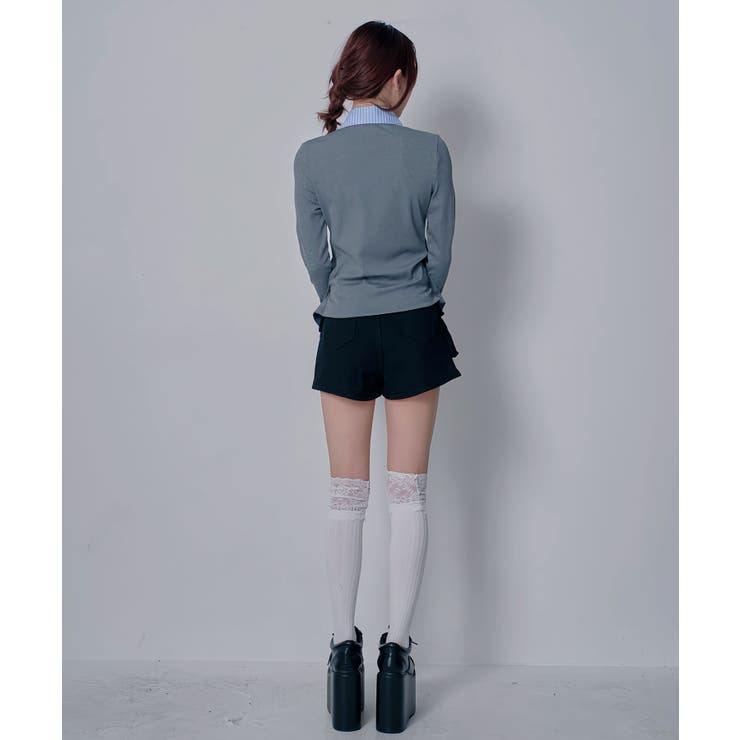 シャツレイヤードY2Kカーディガン風カットソートップス 韓国 夢展望 | 夢展望 | 詳細画像9 