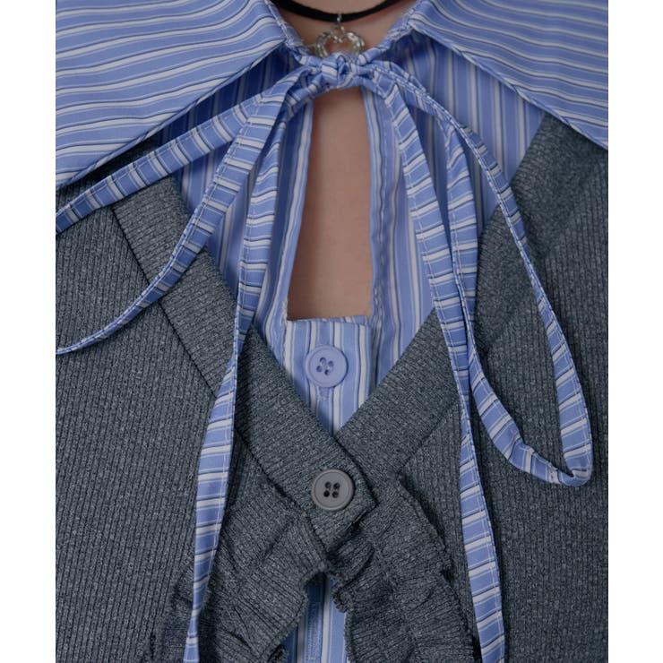 シャツレイヤードY2Kカーディガン風カットソートップス 韓国 夢展望 | 夢展望 | 詳細画像17 