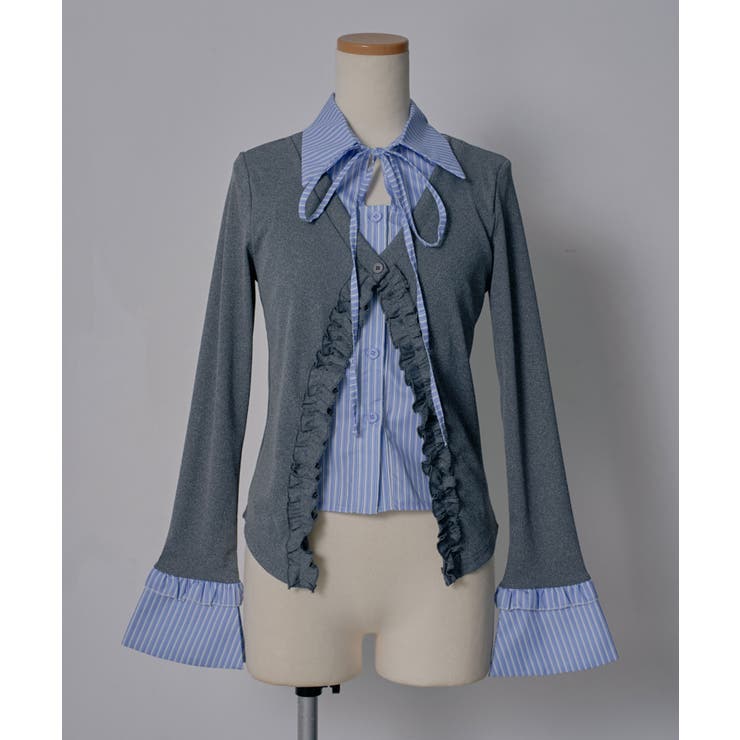 シャツレイヤードY2Kカーディガン風カットソートップス 韓国 夢展望 | 夢展望 | 詳細画像20 