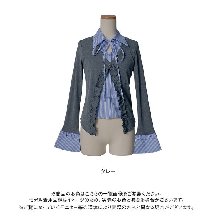 シャツレイヤードY2Kカーディガン風カットソートップス 韓国 夢展望 | 夢展望 | 詳細画像10 