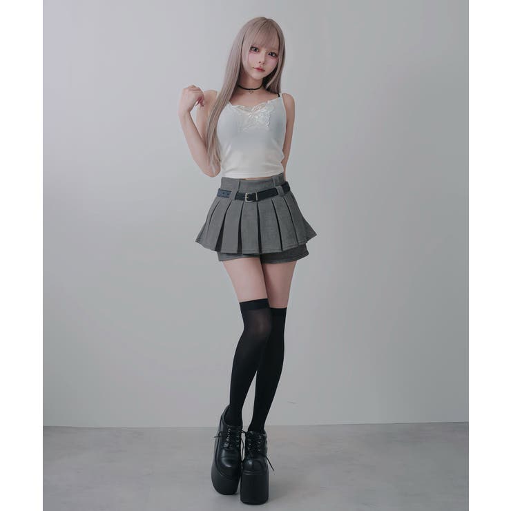 Y2Kベルト付プリーツミニスカパンボトム 韓国 夢展望 DB | 夢展望 | 詳細画像6 