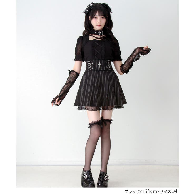 ゴシック十字架チョーカー風レースアームカバー付きブラウス 量産型 地雷系 | DearMyLove | 詳細画像2 