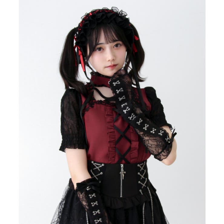 ゴシック十字架チョーカー風レースアームカバー付きブラウス 量産型 地雷系 | DearMyLove | 詳細画像10 