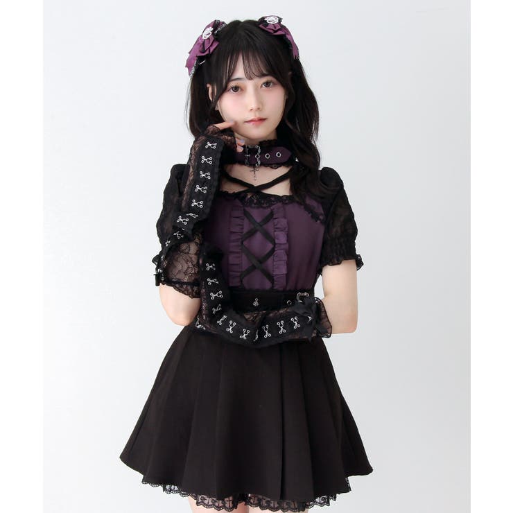 ゴシック十字架チョーカー風レースアームカバー付きブラウス 量産型 地雷系 | DearMyLove | 詳細画像18 