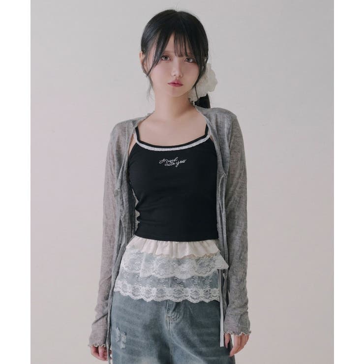 ロゴ刺繍入りカップインキャミソール 量産型 地雷系 夢展望 RS | 夢展望 | 詳細画像9 