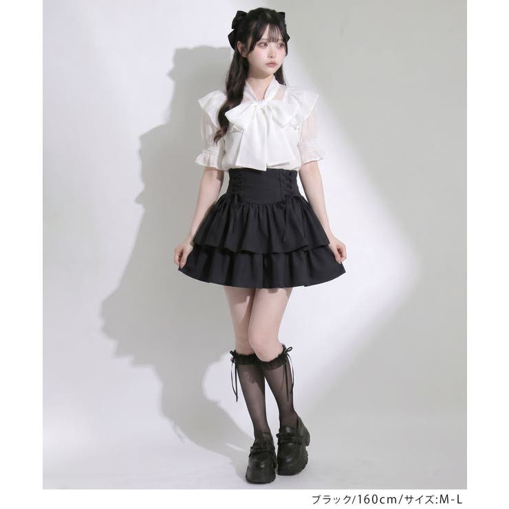 レースアップティアードミニスカート 量産型 地雷系 夢展望 RS | DearMyLove | 詳細画像2 