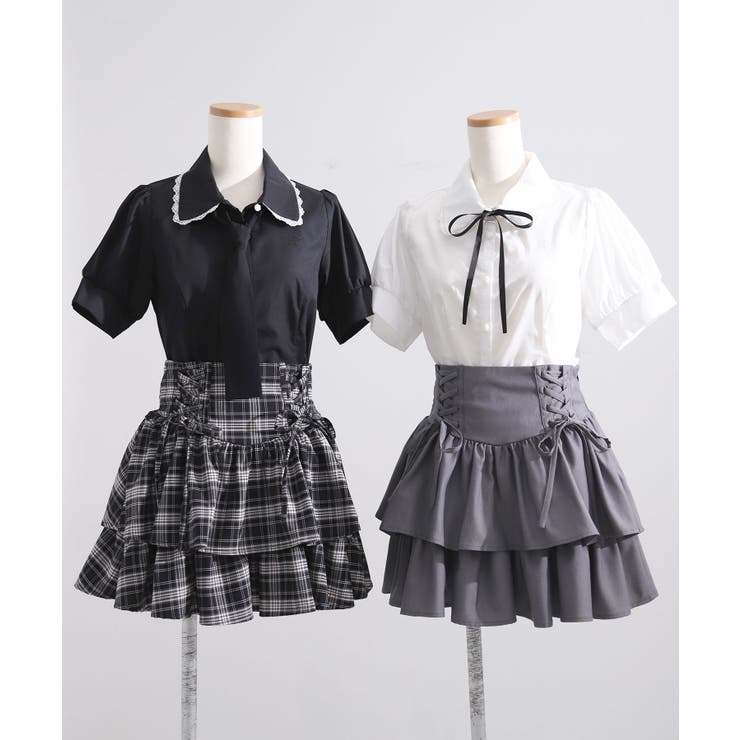 レースアップティアードミニスカート 量産型 地雷系 夢展望 RS | DearMyLove | 詳細画像15 