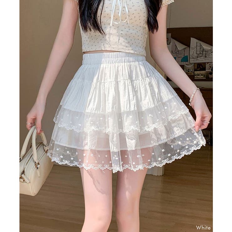 リボン柄レースティアードミニスカート 量産型 地雷系 夢展望 RS | 夢展望 | 詳細画像2 