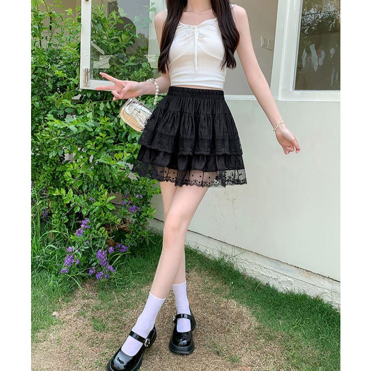 リボン柄レースティアードミニスカート 量産型 地雷系 夢展望 RS | 夢展望 | 詳細画像9 