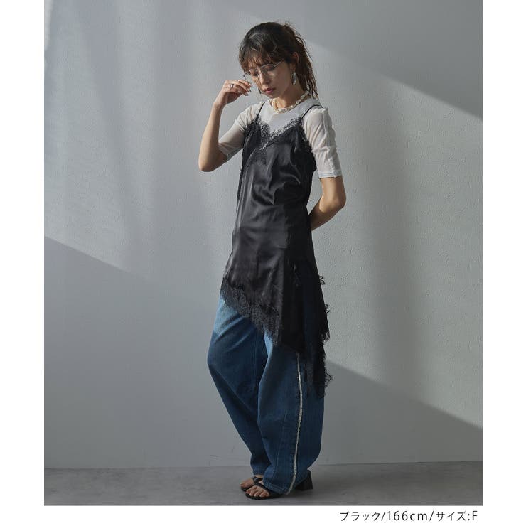アシンメトリーレースサテンキャミ 韓国 夢展望 bohmal | 夢展望 | 詳細画像2 