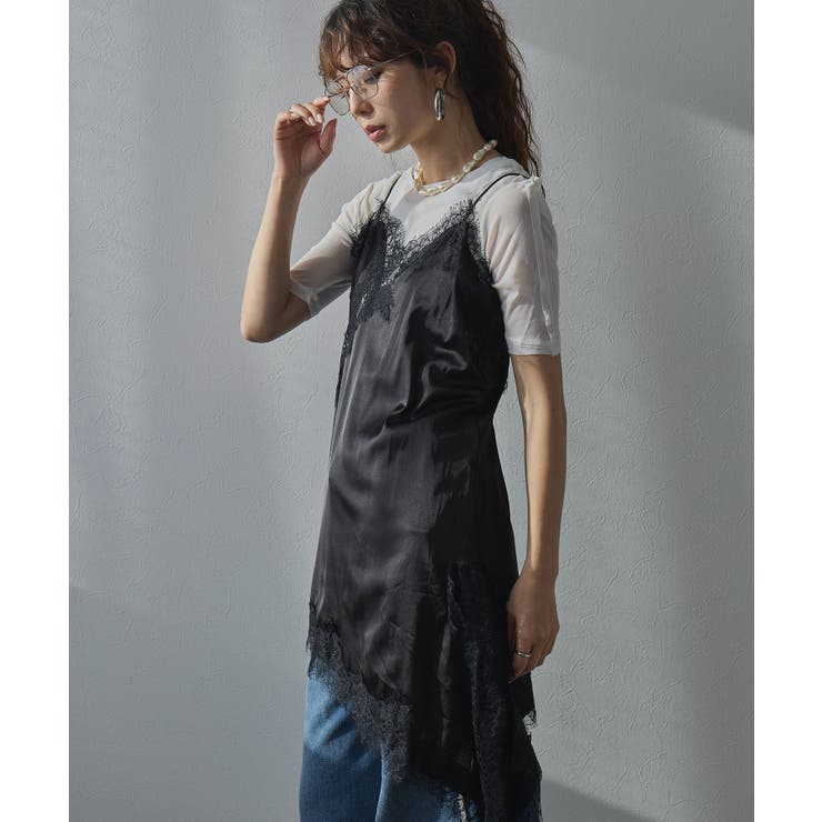アシンメトリーレースサテンキャミ 韓国 夢展望 bohmal | 夢展望 | 詳細画像3 