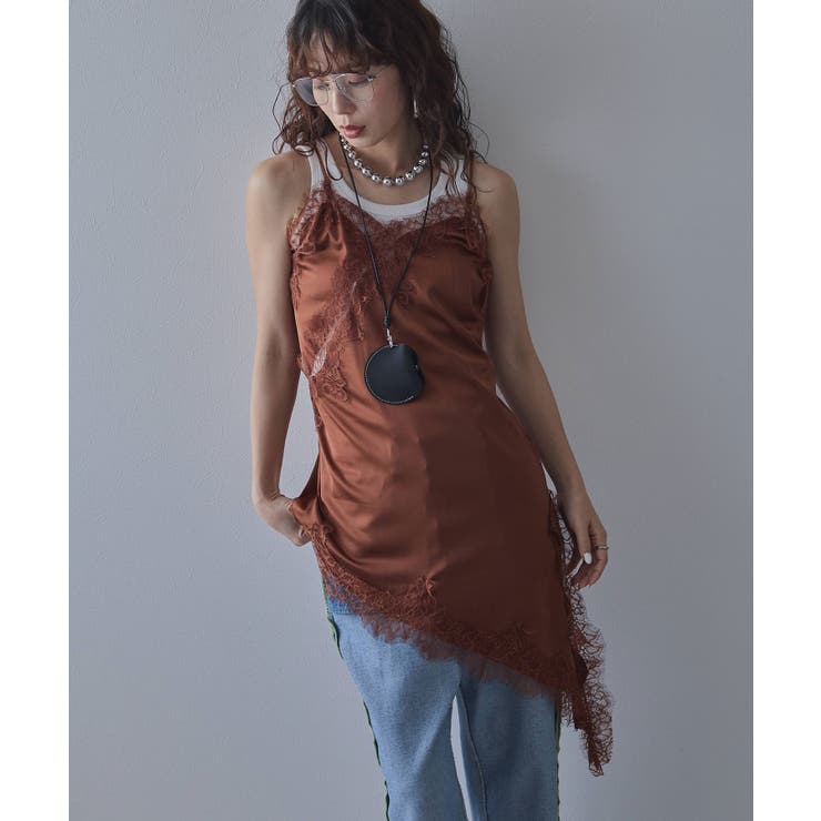 アシンメトリーレースサテンキャミ 韓国 夢展望 bohmal | 夢展望 | 詳細画像6 