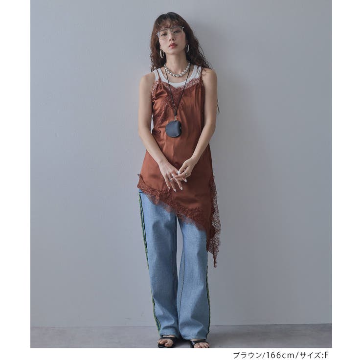 アシンメトリーレースサテンキャミ 韓国 夢展望 bohmal | 夢展望 | 詳細画像7 