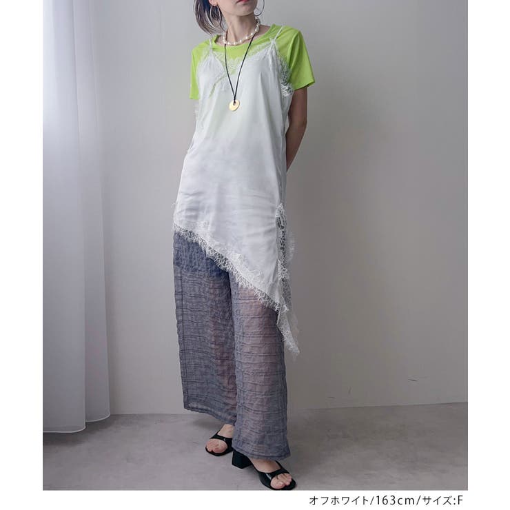 アシンメトリーレースサテンキャミ 韓国 夢展望 bohmal | 夢展望 | 詳細画像13 