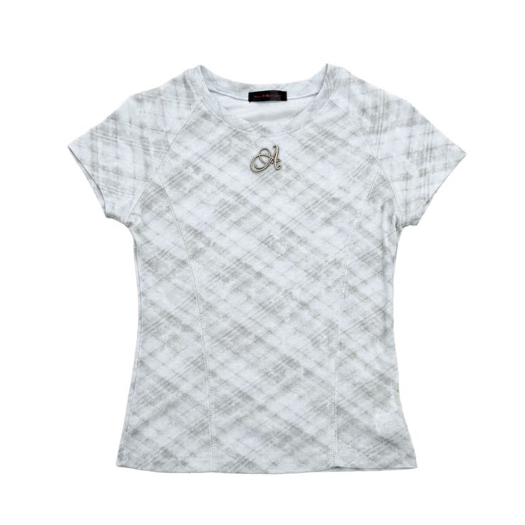 イニシャルチャーム付 タイダイチェック柄 クロップドTシャツカットソートップス | 夢展望 | 詳細画像22 