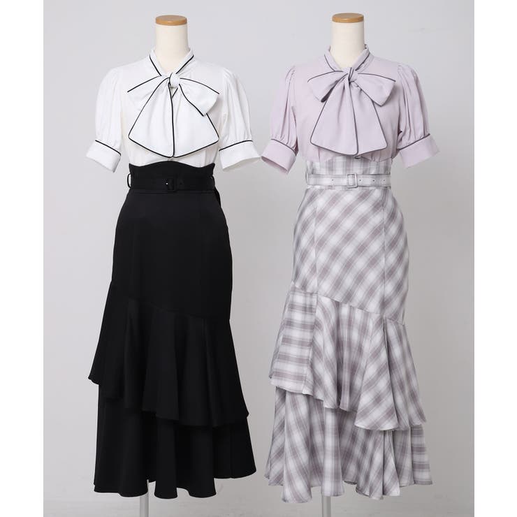 配色パイピングボウタイブラウス 韓国 夢展望 Rose | 夢展望 | 詳細画像15 