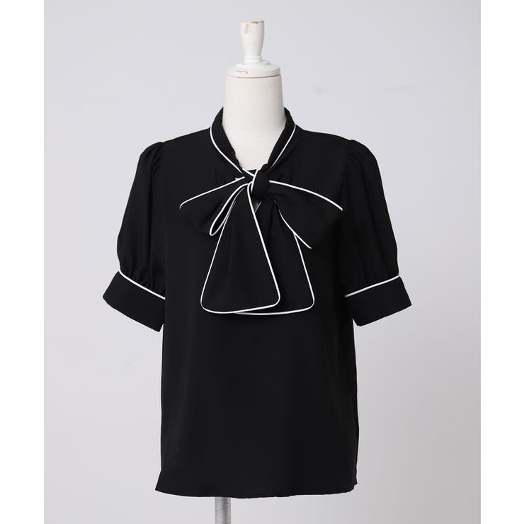 配色パイピングボウタイブラウス 韓国 夢展望 Rose | 夢展望 | 詳細画像17 