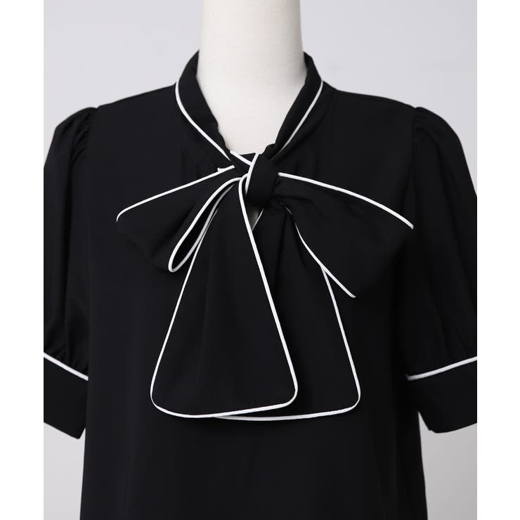 配色パイピングボウタイブラウス 韓国 夢展望 Rose | 夢展望 | 詳細画像20 