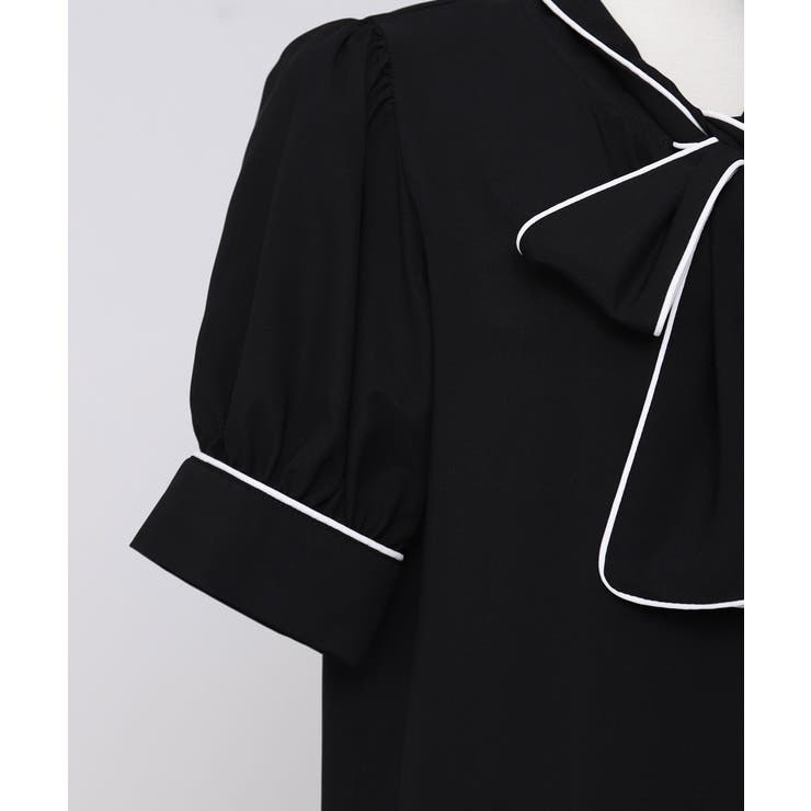 配色パイピングボウタイブラウス 韓国 夢展望 Rose | 夢展望 | 詳細画像22 