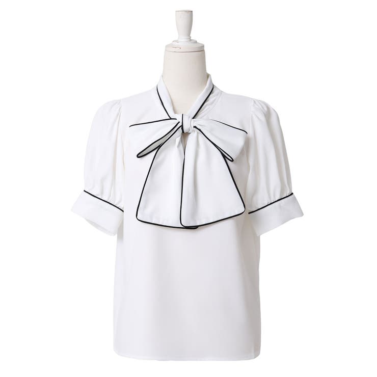 配色パイピングボウタイブラウス 韓国 夢展望 Rose | 夢展望 | 詳細画像23 