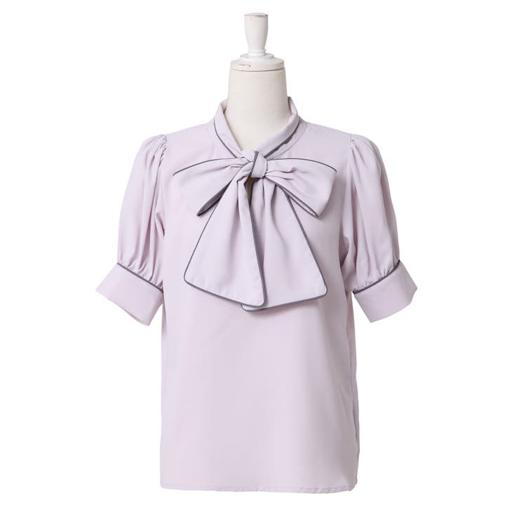 配色パイピングボウタイブラウス 韓国 夢展望 Rose | 夢展望 | 詳細画像24 