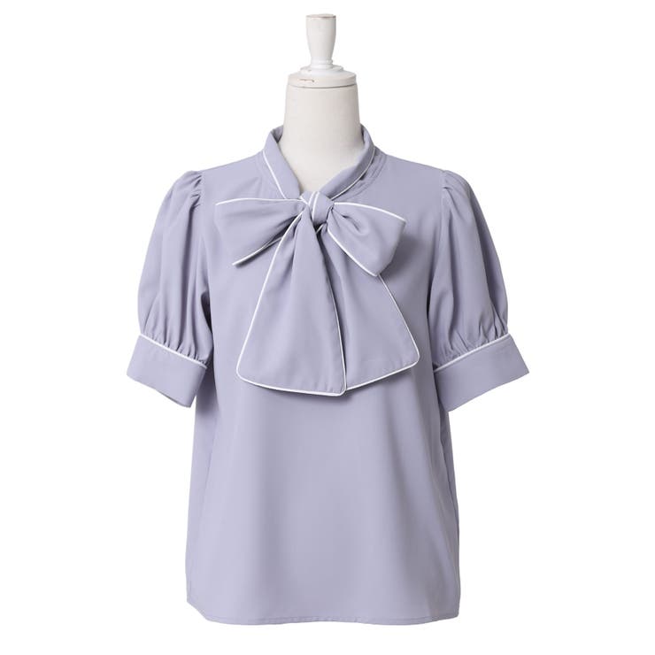 配色パイピングボウタイブラウス 韓国 夢展望 Rose | 夢展望 | 詳細画像25 