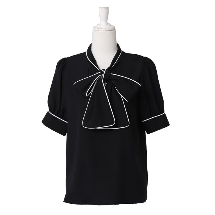 配色パイピングボウタイブラウス 韓国 夢展望 Rose | 夢展望 | 詳細画像26 