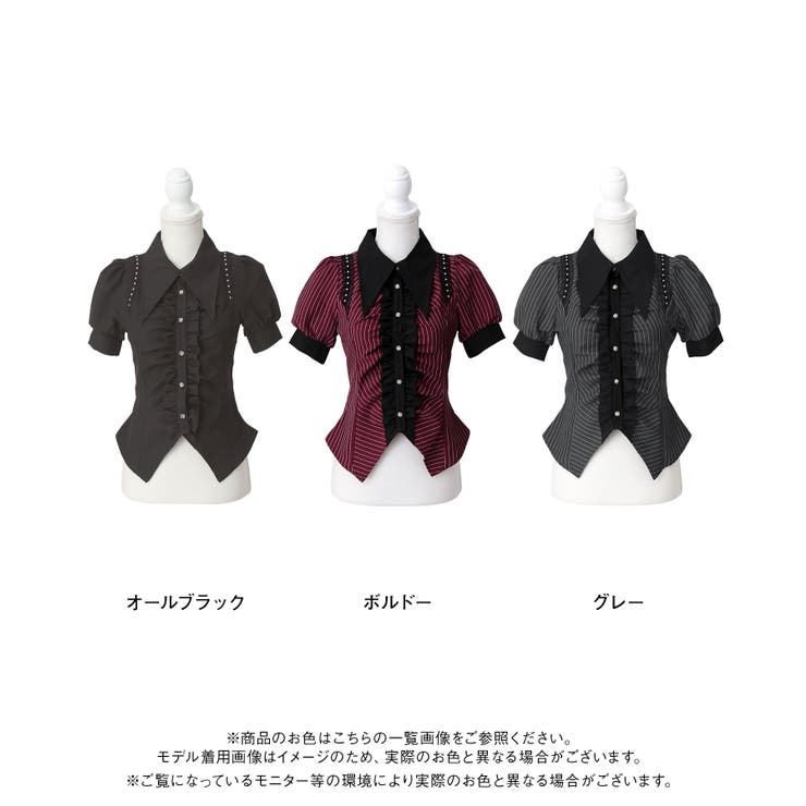 ゴシック風角襟フリルレースアップギャザーブラウス 量産型 地雷系 | DearMyLove | 詳細画像29 