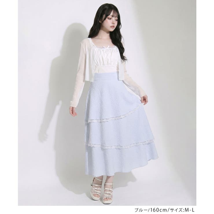 ティアードシアーチェックロングスカート【大きいサイズあり】 韓国 夢展望 | 夢展望 | 詳細画像2 