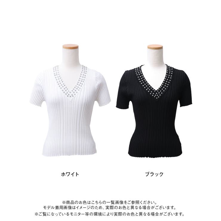 ビジューVネックリブニットトップス 韓国 夢展望 Diable baiser | 夢展望 | 詳細画像20 