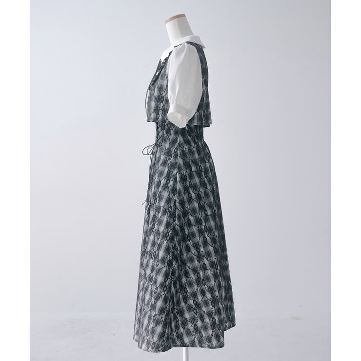 ヨークフリルセットアップ風ドッキング半袖ワンピース【4L 6L】 韓国 | 夢展望 | 詳細画像15 