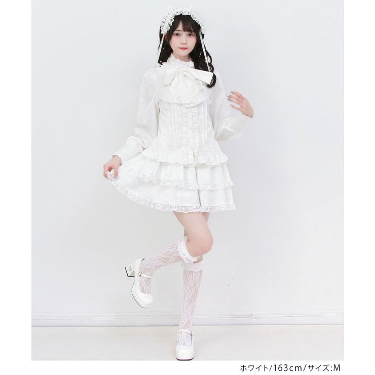 ゴシック風ジャガードボウタイクロスバラレースブラウス 量産型 地雷系 | 夢展望 | 詳細画像9 