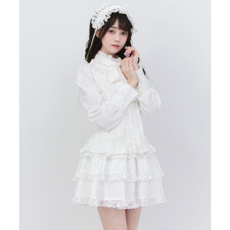 ゴシック風ジャガードボウタイクロスバラレースブラウス 量産型 地雷系 | 夢展望 | 詳細画像10 