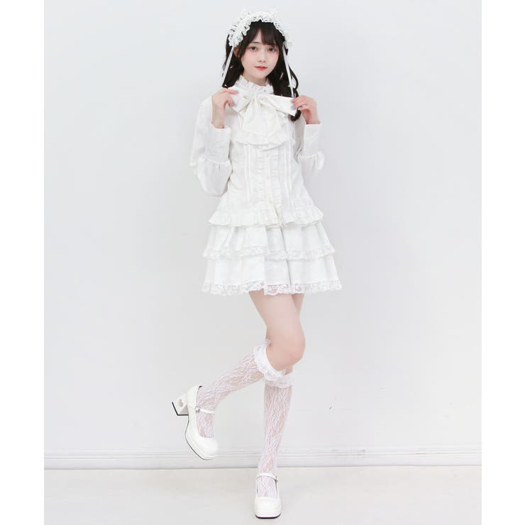 ゴシック風ジャガードボウタイクロスバラレースブラウス 量産型 地雷系 | 夢展望 | 詳細画像12 