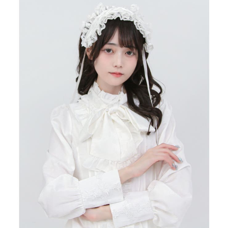 ゴシック風ジャガードボウタイクロスバラレースブラウス 量産型 地雷系 | 夢展望 | 詳細画像15 