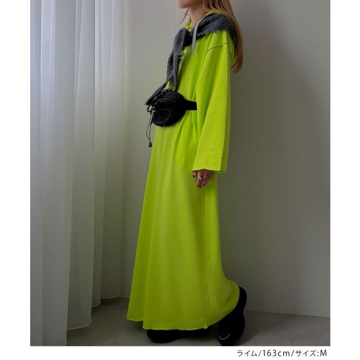 選べる丈バイカラーメロウフーディースウェットワンピース パーカーワンピース レデ… | 夢展望 | 詳細画像7 