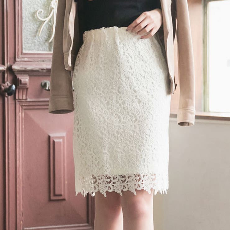 オフホワイト | スカート レース ナロー | 夢展望