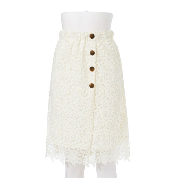 オフホワイトボタン | スカート レース ナロー | 夢展望